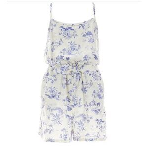 Copper Key Girls Spaghetti Strap Cinched Waist Toile Print Romper